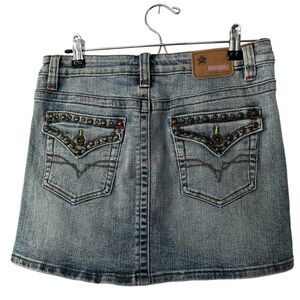 BUBBLEGUM DENIM MINI SKIRT STUDS ON REAR POCKETS WESTERN SZ 5/6